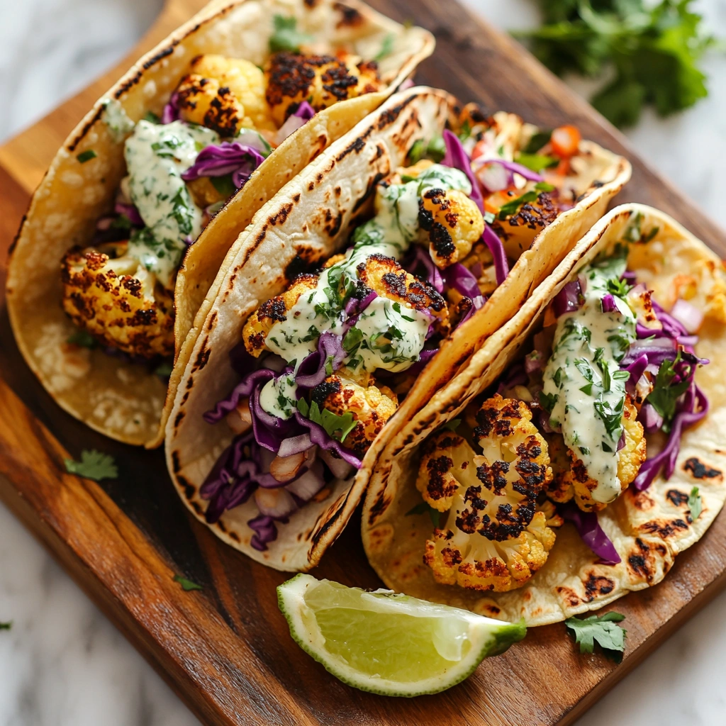 Cauliflower Tacos with Cilantro Lime Crema