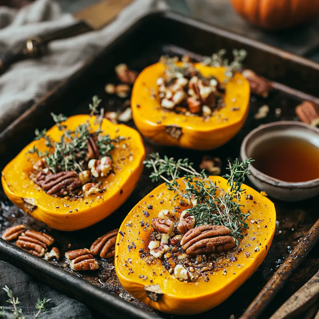 Maple Pecan Goat Cheese Roasted Acorn Squash